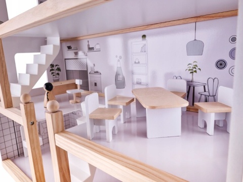 DOMEK dla LALEK DREWNIANY + MEBELKI AKCESORIA 83cm DOMEK dla LALEK DREWNIANY + MEBELKI AKCESORIA 83cm