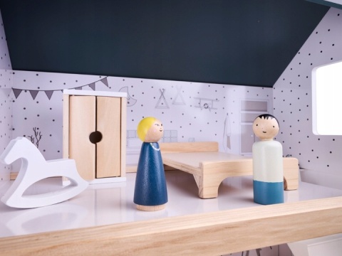 DOMEK dla LALEK DREWNIANY + MEBELKI AKCESORIA 83cm DOMEK dla LALEK DREWNIANY + MEBELKI AKCESORIA 83cm