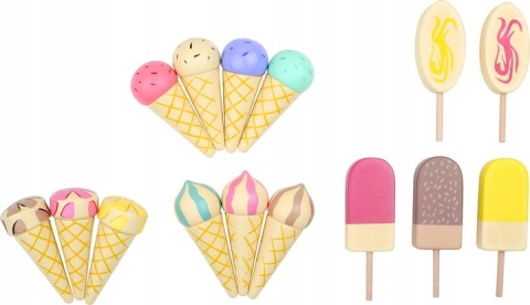 Drewniana Lodziarnia dla Dzieci Obrotowy Stojak z Lodami Prezent Drewniana Lodziarnia dla Dzieci Obrotowy Stojak z Lodami Prezent