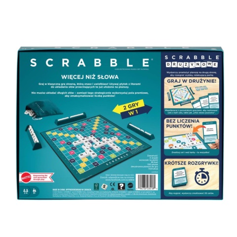 GRA SCRABBLE ORIGINAL 2 GRY W 1 najnowsze wydanie HXM53 GRA SCRABBLE ORIGINAL 2 GRY W 1 najnowsze wydanie HXM53