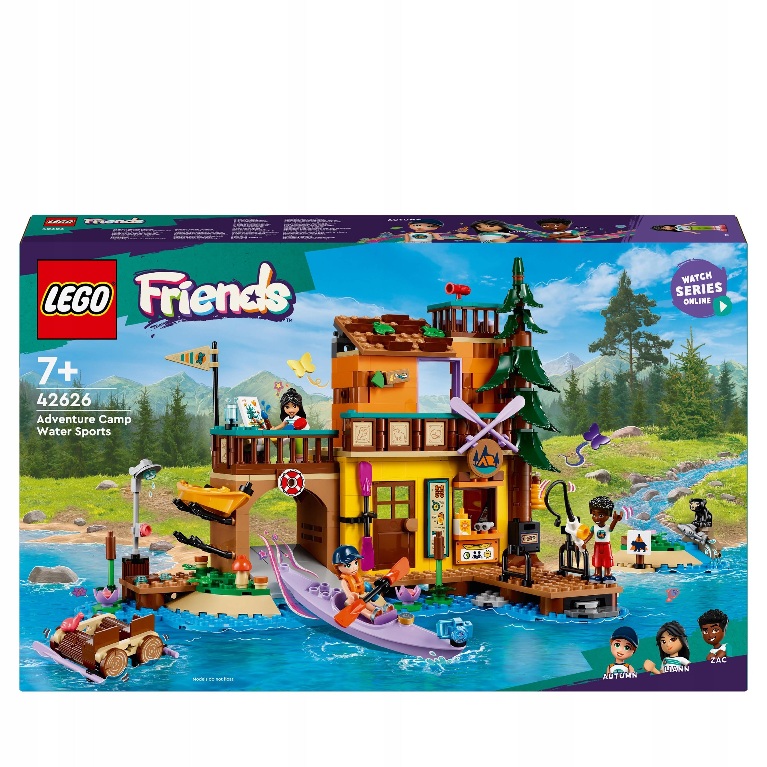 LEGO FRIENDS Sporty Wodne na Kempingu (42626) – Zestaw dla Dzieci od 7 Lat Liczba elementów 628 szt.