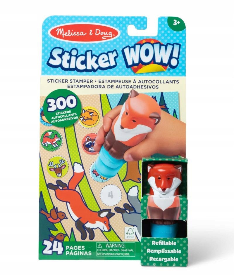 STICKER WOW STEMPELKI Z NAKLEJKAMI Lisek ZESTAW 300szt Melissa&Doug EAN (GTIN) 000772502351