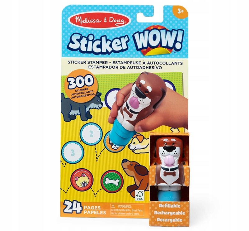 STICKER WOW STEMPELKI Z NAKLEJKAMI PIES ZESTAW 300szt Melissa&Doug EAN (GTIN) 000772320146